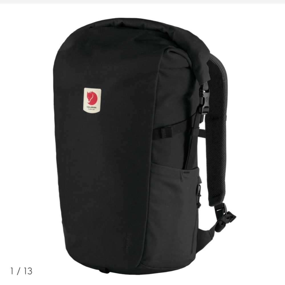 ULVO Fjallraven Rolltop backpack in black; waterproof